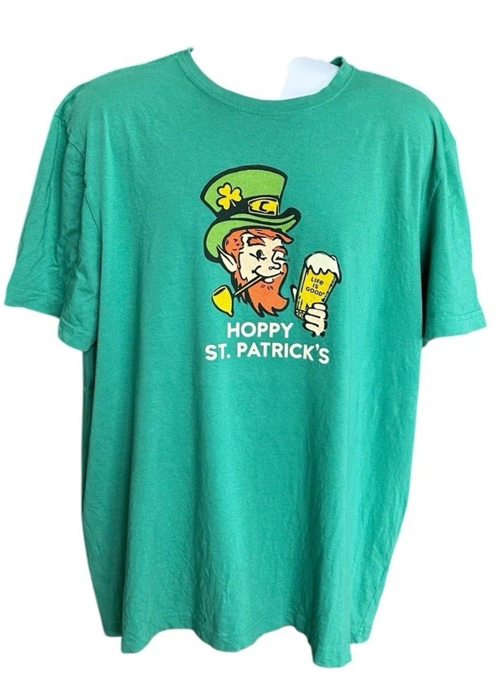 Life is Good Hoppy St. Patrick's Day Leprechaun Graphic Green Crusher T-shirt XL